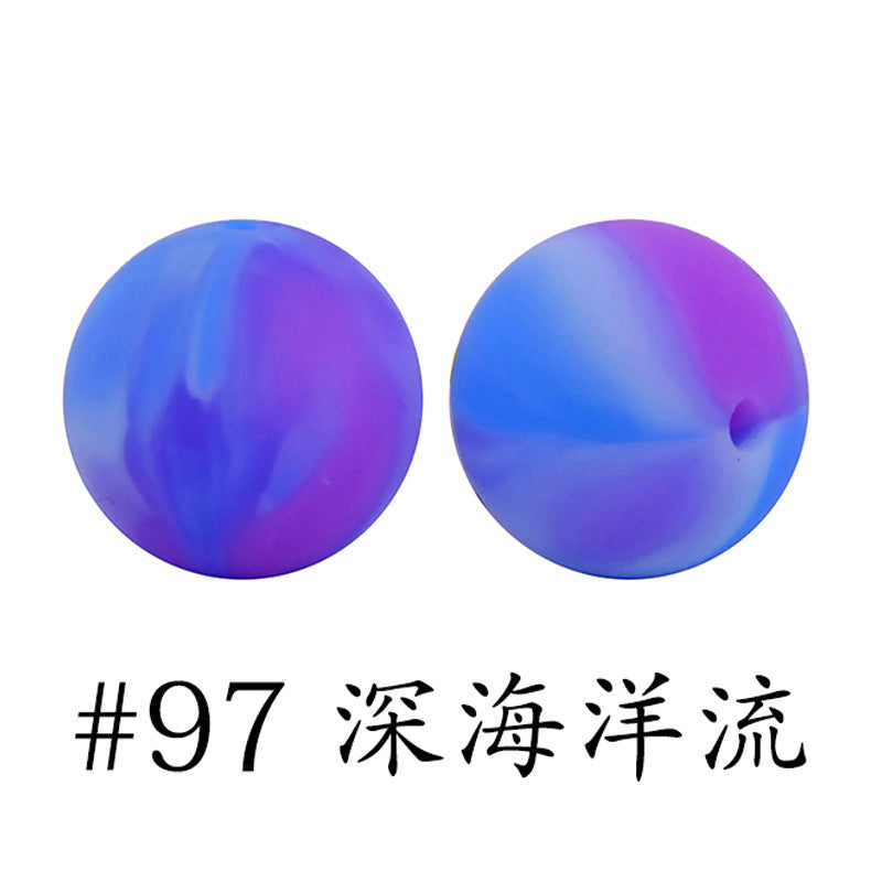 Wholesale 50pcs 16mm Print Silicone Beads Colorful Silicone Water Transfer Beads